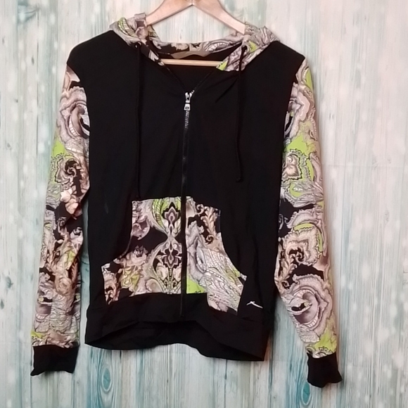 Gottex Tops - Gottex full zip hoodie black with printed sleeves, good and pockets medium